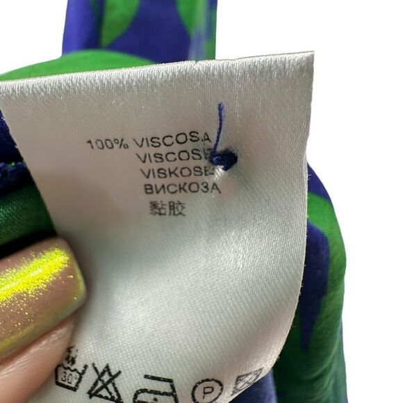 Pietro Brunelli Dress Size M Leaf Print Sleeveless Collared Ruffle Italian Beach - Picture 6 of 7